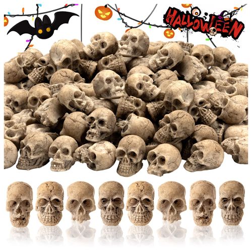 Mini Skull Figurine, Halloween Resin Skull, Miniature Skulls for Halloween Vase Filler Pranks Halloween Bar Home Table Decoration, 40Pcs