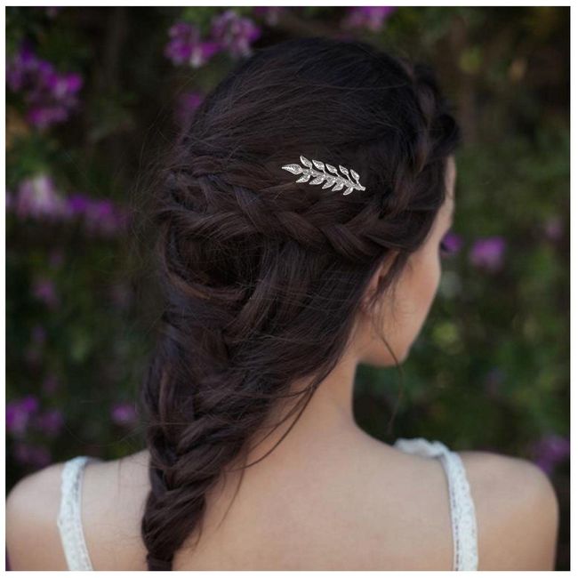 Yheakne Boho Blatt Haar Kamm Silber Haar Kamm Haarspange Metall Blatt Seite Kamm Kopfbedeckungen Dekorative Kopf Kamm Zweig Blatt Haarteil Braut Haar Zubehör Für Frauen Und Mädchen (Silber)