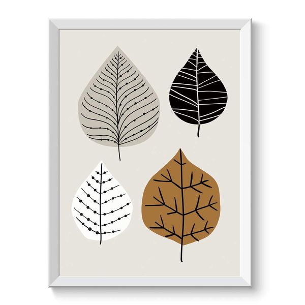 Poster Art Poster A4 Scandinavian Trees Flowers Plants Stylish Interior Frameless Leaves (A4 Size (Poster Only)) 033