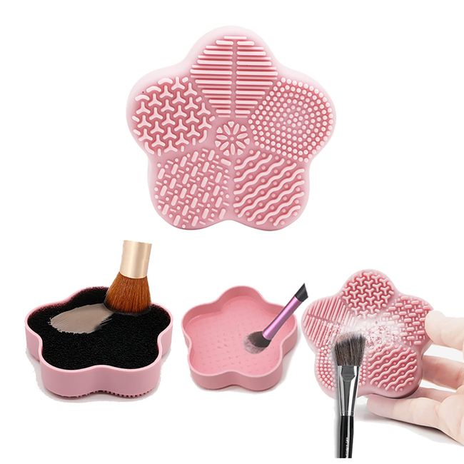 3 Pieces Silicone Makeup Brush Cleaning Mat, Cleaning Brush