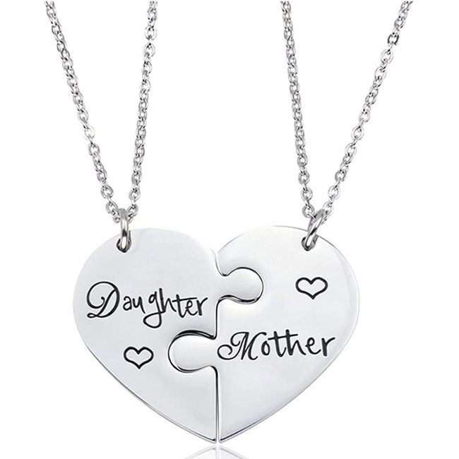 Fineder Mother Daughter Necklace, 2PCS Mom Necklace from Daughter, Mom Gifts Daughter Gifts Fashion Jewelry Mother's Day Birthday Gift