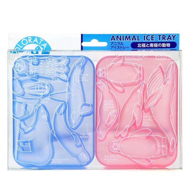 Carolata Ice Tray, Arctic and Antarctic Animals (Blue, Pink, Microwave, Dishwasher Safe, Silicone), Penguin, Polar Bear, Chocolate Mold, Ice Tray, Heat Resistant, Baking Present, Christmas