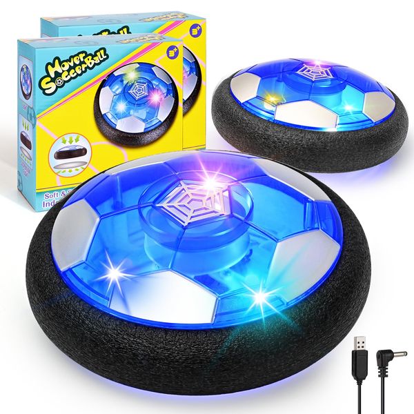 Apritsce Air Power Fußball, 2 Stück LED Hover Soccer Ball, Wiederaufladbar Indoor Fussball mit Anti-Aufprall Design, Kinderspielzeug, Geschenke ab 3 4 5 6 7 8 9 10 Jahre Jungen