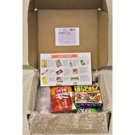 Mashi Box Asian Dagashi Snack Surprise Mystery Box 25 Pieces w/ 3 Full Size Items Including Drink Instant Noodle Assortment of Chinese Korean Japanes