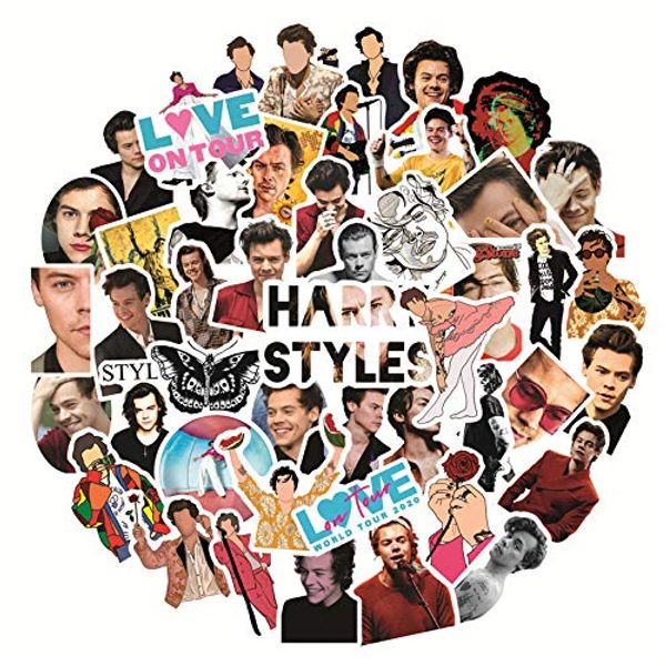 LYLSDSB Harry Styles Aufkleber 50 Stück Nette Singer Stickers für Wasserflaschen Fahrrad Laptop Scrapbook Skateboard Auto Motorrad Gitarre Gepäck,Vinyl Wasserdicht Aufkleber für Teens Erwachsene