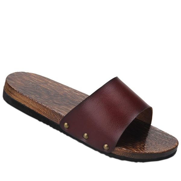 hurtbasuketto Wooden Clogs, Slippers, Outdoor Shoes, Flat Heels, Sandals, Anti-Slip, Men's Slippers, Walking Slippers, PU Slippers, Open Toe Slippers, Braun