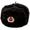 Russian Ushanka Winter hat Black-62 with Russian Imperial Eagle Insignia