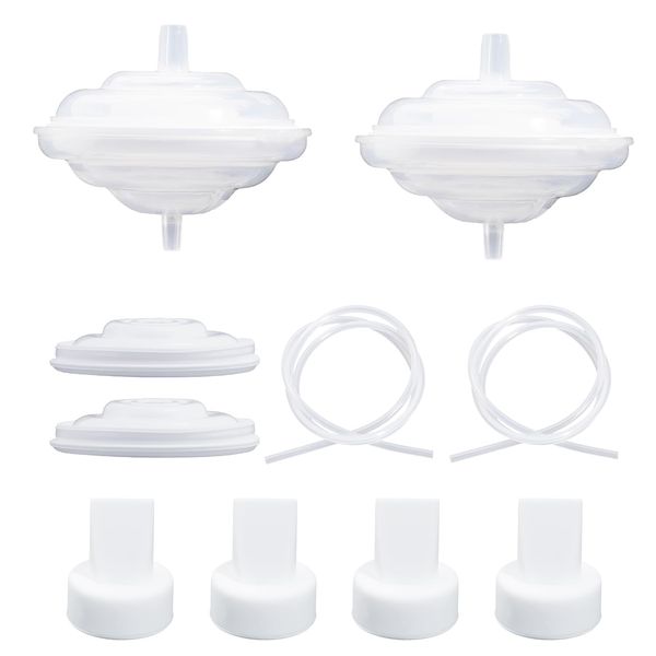 10pcs Replacement Breast Pump Parts for Spectra & Motif, 4pcs Duckbill Valves 2pcs Backflow Protectors 2pcs Silicone Film 2pcs Silicone Tubes Breast Pump Accessories for Spectra S1, S2, 9 Plus