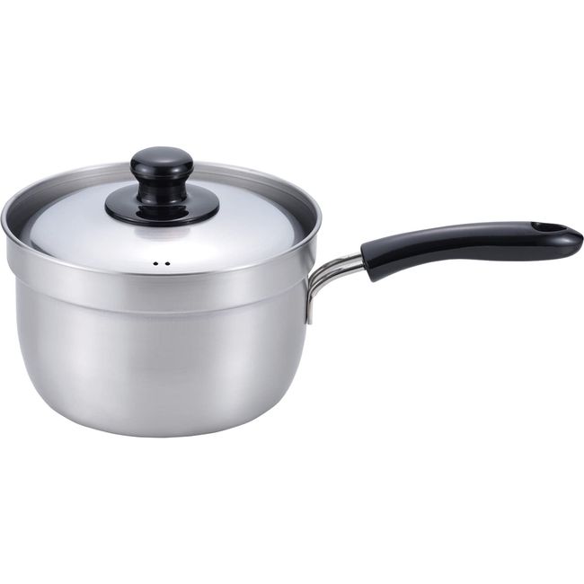 Wahei Freiz Enzo EM-007 Tsubamesanjo Single Handle Pot with Lid 7.1 inches (18 cm), Stainless Steel, Induction and Gas Compatible