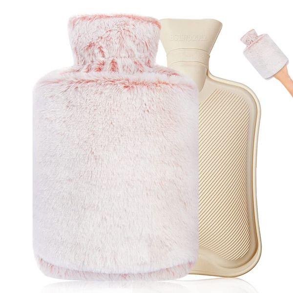 Fythao Hot Water Bottle with Cover, Rubber Hot Water Bottle for Pain Relief, Hot Water Bag for Cramps, Bed Warmer for Hand Feet Waist