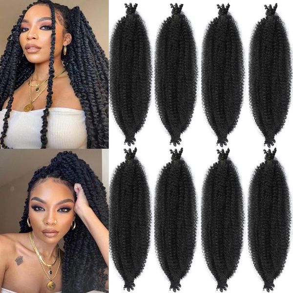 Marley Twist Hair Afro Twist Hair 28 Inch 8 Packs, Springy Afro Twist Hair Pre Fluffed Spring Twist Hair Cuban Twist Pre Stretched Wrapping Hair for Soft Locs Hair Extensions (8-1B#)