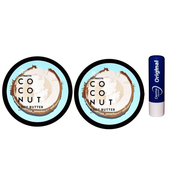 Extracts coconut body butter with natural Extracts and oils by B öø t s 250 ml (2 Pack) With Free Orignial Lip Balm