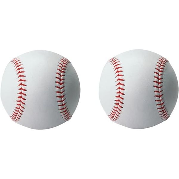 Generic 2 Pack Baseball Ball Soft Leather Sports Practice Baseballs Softball PU Rubber Leather Baseball Stitched T Ball Training Baseball for Outdoor Sports for Youth and Adult