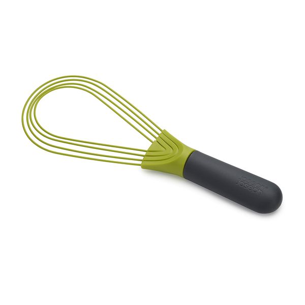 Joseph Joseph Twist Whisk - 2 in 1 - Flat Whisk and Balloon Whisk - Perfect for Non-Stick Cookware, Silicone, Gray/Green [Genuine] 10539