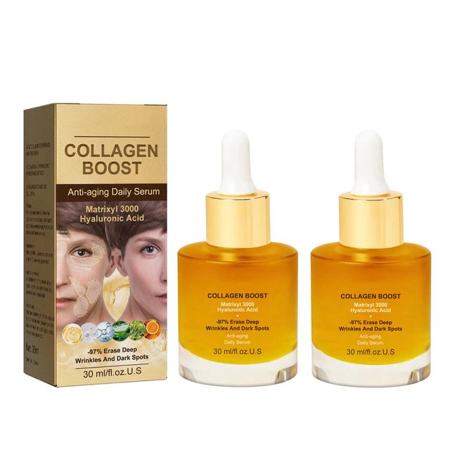 2PCS Pedia Advanced Collagen Boost Anti Aging Serum, Advanced Deep Anti Wrinkle Serum for Face, Hyaluronic Acid with Brightening Anti-wrinkle Serum for All Skin Types