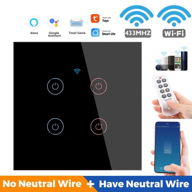 How to Install a Smart Home Light Switch - WiFi smart switch with RF 433Mhz  remote control function 