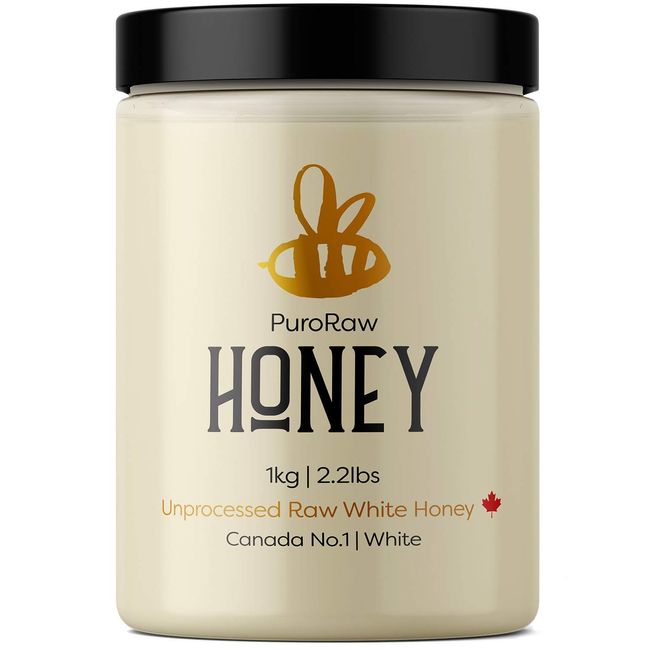 Raw Honey, 2.2 lb. White Honey, Raw Unfiltered Honey, Pure Honey, Natural Honey Raw Unfiltered, White Raw Honey Unfiltered Unpasteurized from the Canadian Prairies. Kosher. 2.2 pounds. By PuroRaw.