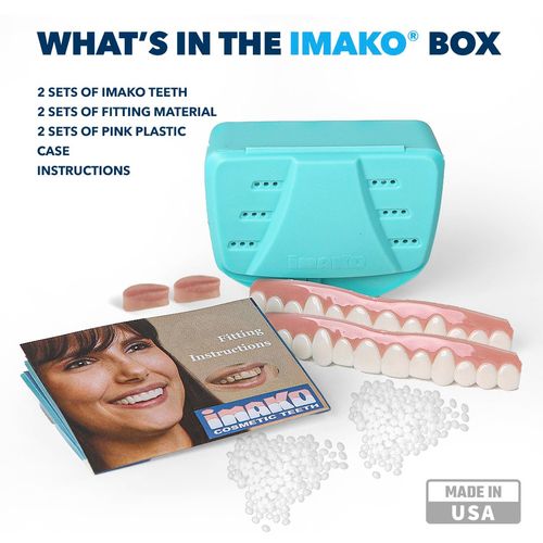 Imako Premium Cosmetic Uppers - 2 Pack - Large, Bleached White - DIY Smile Makeover - Made in USA