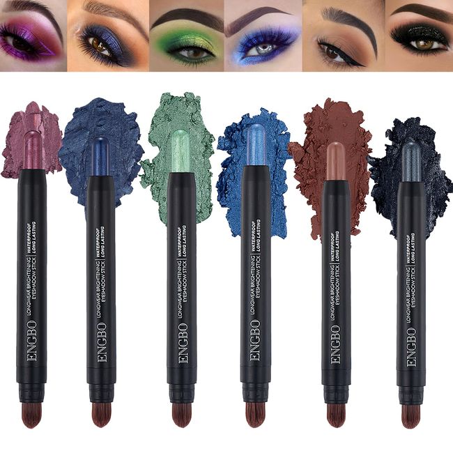 6pcs Bekoeen Eyeshadow Lidschattenpinseln und doppelendigen Lidschattenstiften in wunderschönen Farben für Feste oder zum Schminken