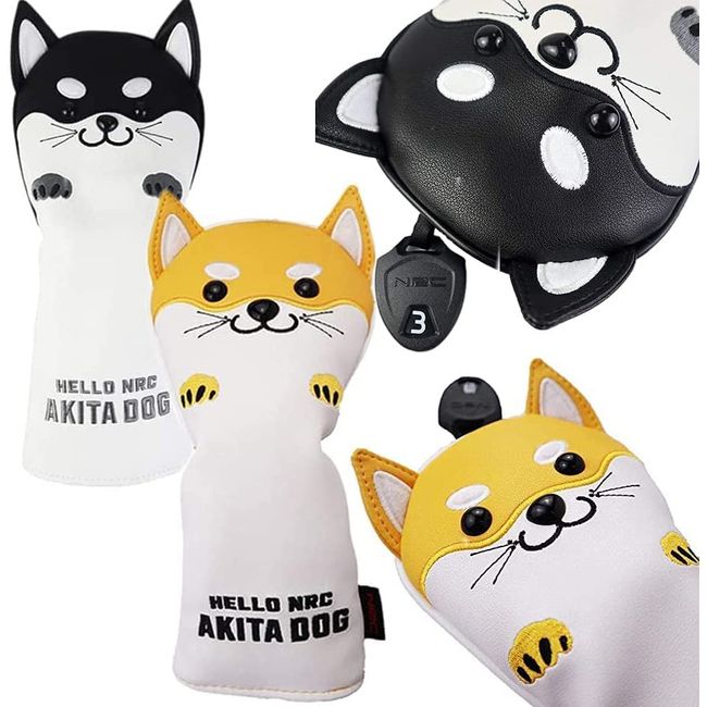 Golf Headcover Wood FW Driver 440cc 460cc DR Utility UT Waterproof Akita Inu Single Item (UT for Utility)