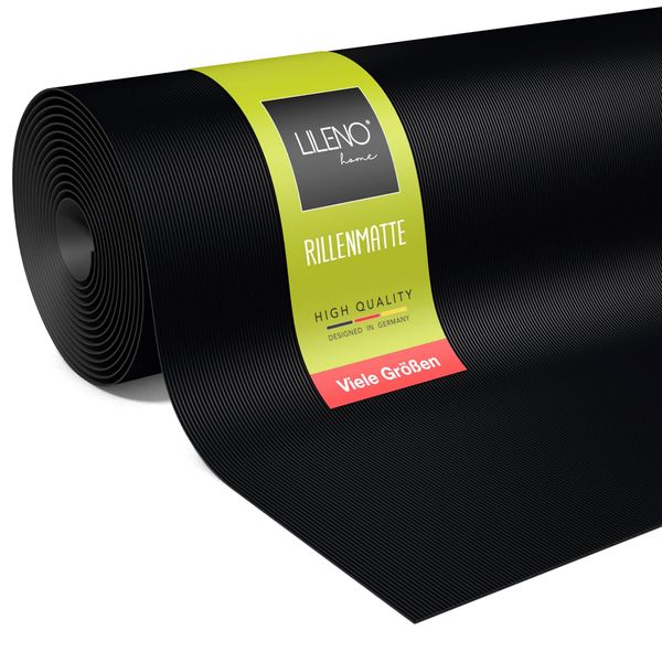 LILENO HOME Rillen Gummimatte Meterware 200x100 cm - Gummiläufer Rillenmatte (3mm) als Werkstattboden, Antirutschmatte, Werkbank Auflage u. Bodenmatte - Gummi Matte für Keller, Anhänger, Garage