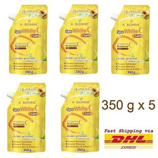 5 x A BONNE' Spa White C Salt Vitamin C Moisturizing Smooth Baby Skin Scrub 350g