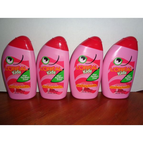 4 L'Oreal Kids Shampoo Extra Gentle 2 in 1 Strawberry Smoothie Shampoo 9 oz Each