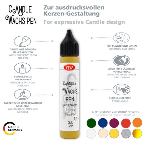 LM-Kreativ Candle Wax Pen Set - Festive Seasons - 10 Colors 0.95 fl. oz Each in Storage Box | DIY Candle Decorating Kit | Wax Pens for Baptism & Holiday Candles | Candle Paint Pens | Gift & Craft Set