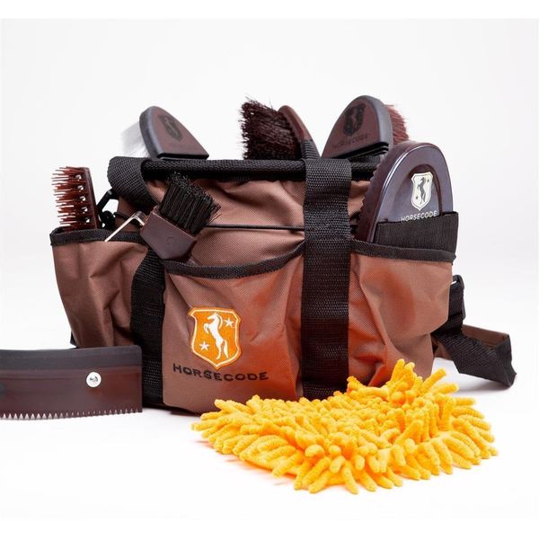 Horsecode Cleaning Bag with Contents 10 Pieces Brown