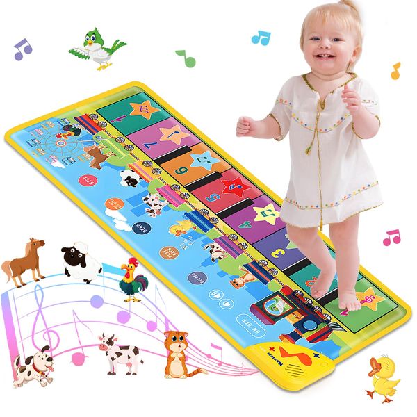 Tsomtto Floor Piano Mat for Toddlers 1-3 with 34 Music Sounds Educational Baby Musical Toys Toddler Toys Age 1-2 Sensory Interactive Learning Toys for 1 2 3 Year Old Boy Girl Birthday Gifts