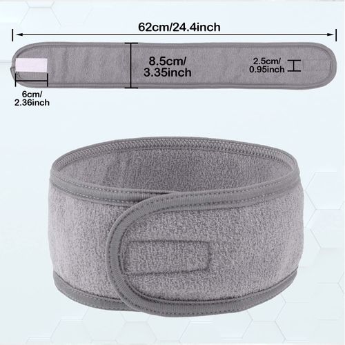 4 Pcs Spa Headband for Facial Skincare Headbands Adjustable Face WashingTowel Makeup Hair Bands Head Wraps for Women Man Shower, Yoga, Sports, Bath (Grey)