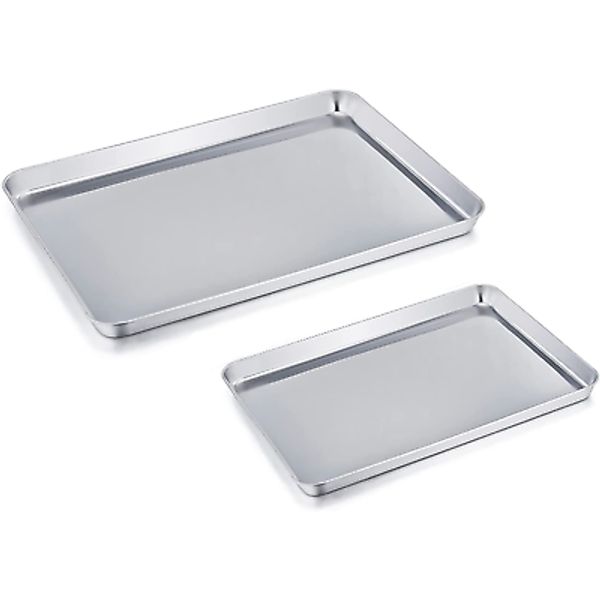 Sheet Cookie Sheet Set 2 Pure Stainless Steel Baking Pan Tray Professional