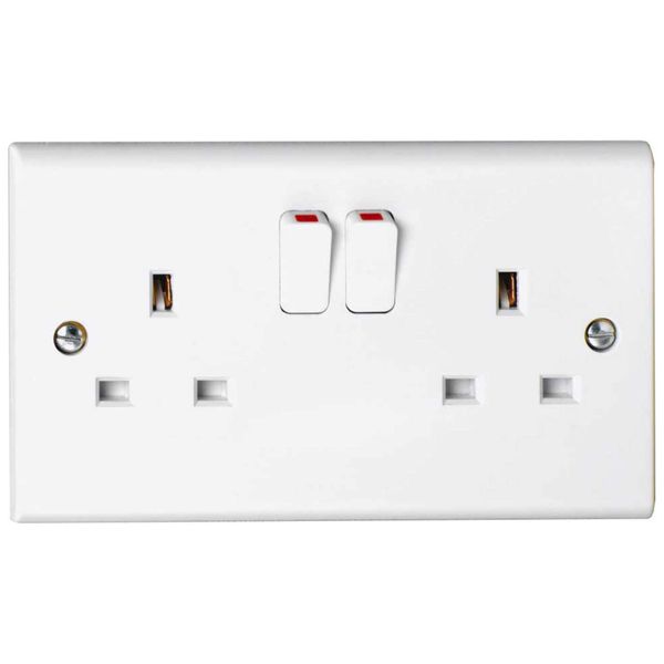 Deta S1209SDP Slimline 2 gang 13amp Switch Socket Outlet, White