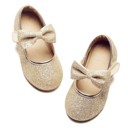 Felix & Flora Girls Mary Jane Flat Dress Shoe for Toddler Little Kid Party School (9 Toddler,Gold)