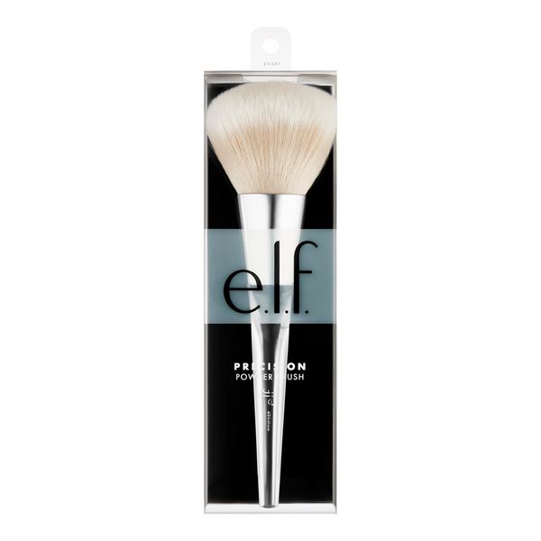 e.l.f. Precision Powder Brush per applicazione dettagliata, setole sintetiche, Silver