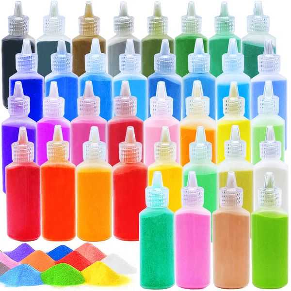 Guuozzli 36 PCS Art Sand,1.25oz DIY Arts and Crafts Kit,Scenic Sand Kit for Kids,DIY Sand Painting,Wedding Decoration Sand Bottles