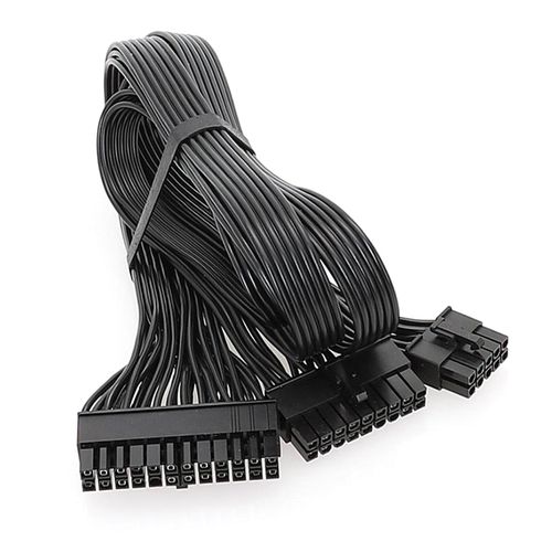 HOHOKANG Modular Power Cable 10Pin+18Pin to 24Pin 18AWG Black Flat Cable for EVGA Power Supply G+ G2 G3 P2 T2 GS Series, 60cm long