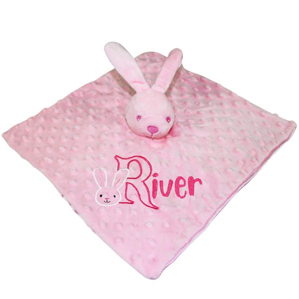 TeddyTs Personalised Pink Baby Bunny Comforter Bubble Blanket