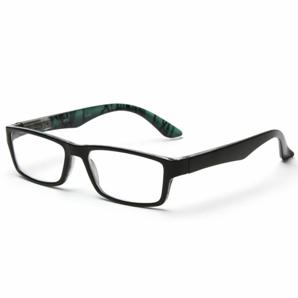 Stylish Men's Reading Glasses (M-302 3 Colors) Casual Stylish Inside Comfortable Spring Hinge With Case - black & green