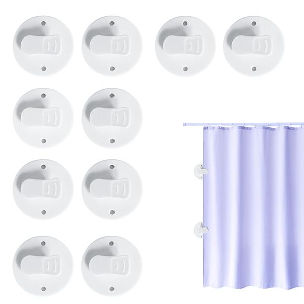 Zasvec Duschvorhang Clips 10 Stück Selbstklebende Duschvorhang-Clips Schutz-Spritzschutz-Clips Duschvorhang Halterung Duschvorhang Klammern Dusch-Spritzwasser-Clips Duschvorhang Klemme