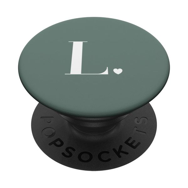 Sage Green Cute Letter L Initial Heart Monogram PopSockets Adhesive PopGrip