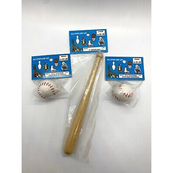 Lot Of 3 Pcs Mini Baseball Bat Miniatures Play Set Toys Diorama