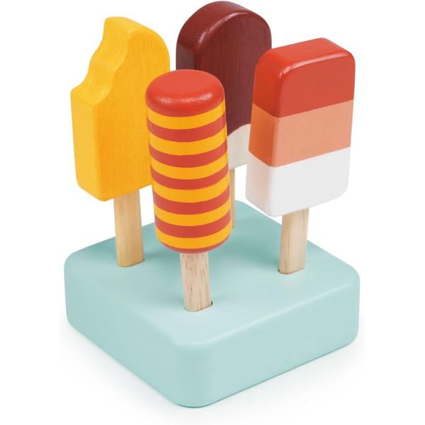 Mentari Toys - Sunny Ice Lolly Stand - 5pc Wood Ice Lolly Popsicle Play Food Set with Base - Pretend Play Food Accessories - Encourage Role Play and Develop Social Skills - Gift for Toddlers - Age 2+