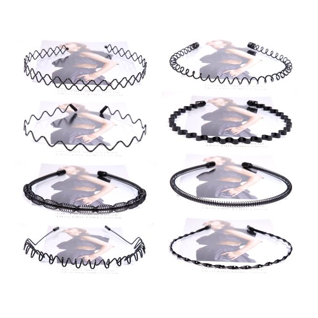 Black Metal Wavy Headband Men Women's Hair Band Head Hoops Bands