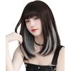 AISIQUEENS Wig, Semi-Long, Inner Color, Gray, Black, Medium Bob, Full Wig, Natural, Cross-Dressing, Women's, Fashionable, Everyday, Wig, Cosplay, Straight with Net