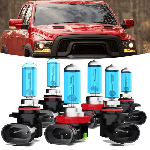 TTDBDAN Halogen Headlights Fit For 2013-2018 Dodge Ram 1500 2500 3500 Without Projector Headlight Bulbs,9005/HB3/H10 High Beam+ H11/H8/H9 Low Beam+ 9145/9140 Fog Light Combo,Plug And Play,Pack of 6