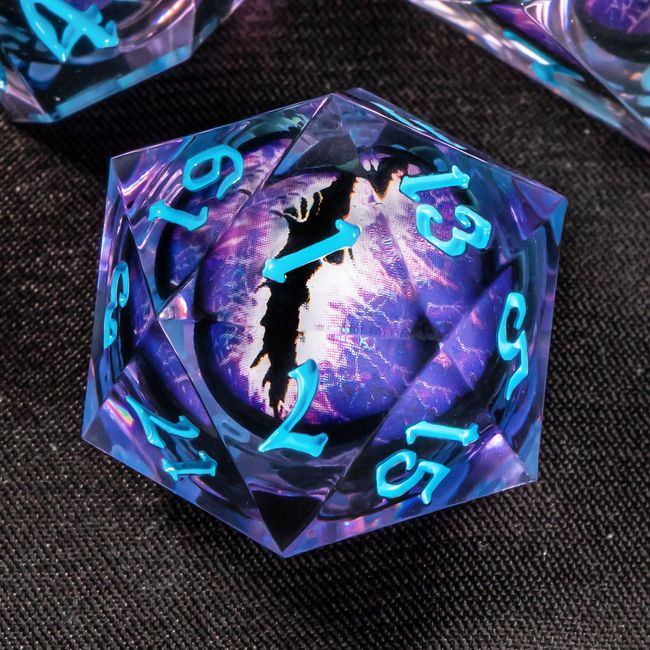 OUKELANWO Sharp Edge Liquid Core Beholder Eye DND Dice Set with Box, 7 Pcs Polyhedral Dungeons and Dragons Cool D&D Dice, Floating RPG D and D Role Playing Dice D20 D12 D10 D8 D6 D4