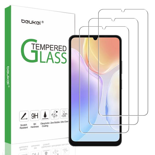 beukei (3 Pack) Designed for Ulefone Note 20 Pro Screen Protector Tempered Glass, 9H Hardness