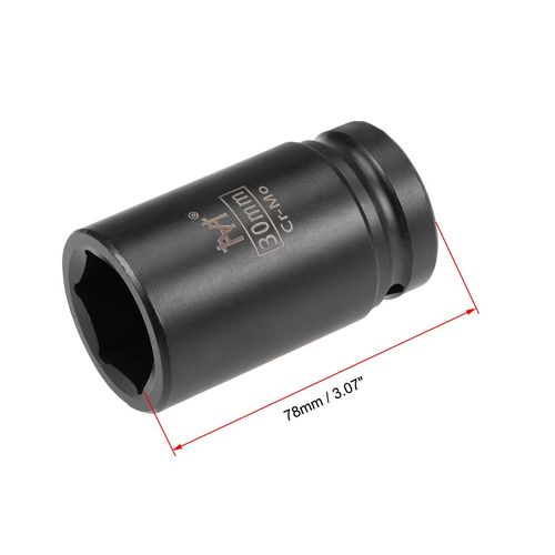 uxcell 3/4-Inch Drive by 30mm Deep Impact Socket, 6-Point, Cr-Mo Alloy Steel, Metric