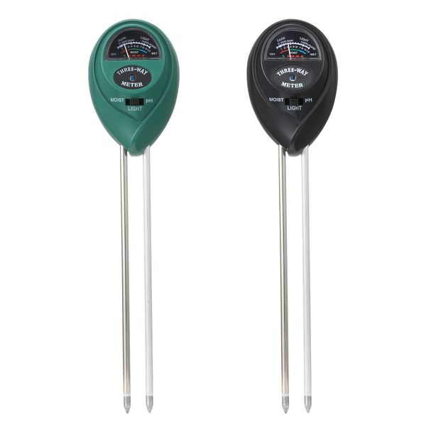 2 Packs Soil Moisture Meter, 3 in 1 Soil Tester Tool, Plant Water Monitor, Soil Hygrometer Sensor for Gardening, Farming, Indoor and Outdoor Plants, No Batteries Required (Black & Green)